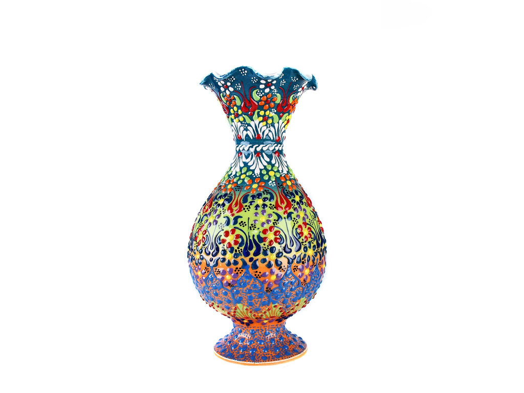 25 cm Turkish Ceramic Vase Dantel Teal Green Orange Ceramic Sydney Grand Bazaar 