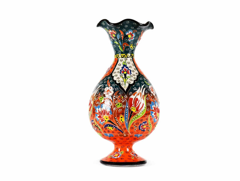 25 cm Turkish Ceramic Vase Flower Green Orange Ceramic Sydney Grand Bazaar 