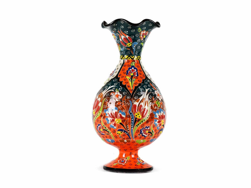 25 cm Turkish Ceramic Vase Flower Green Orange Ceramic Sydney Grand Bazaar 