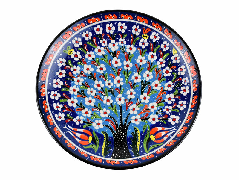 25 cm Turkish Plate Flower Collection Blue Ceramic Sydney Grand Bazaar 3 