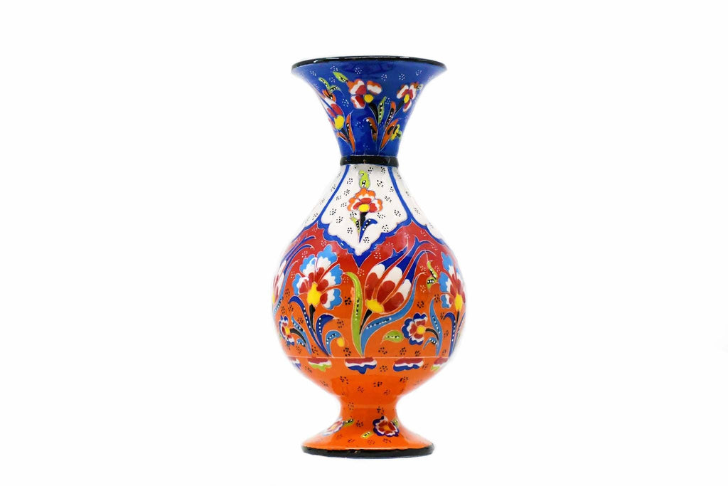 25 cm Turkish Ceramic Vase Flower Blue Orange