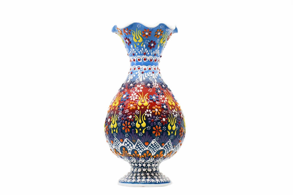 25 cm turkish ceramic vase dantel light blue green colour
