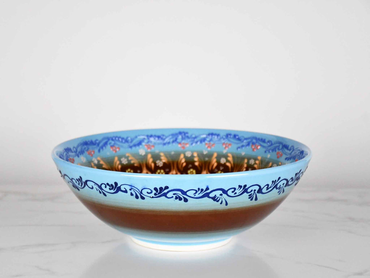 30 cm Turkish Bowl Dantel Collection Blue Brown Design 1 Ceramic Sydney Grand Bazaar 