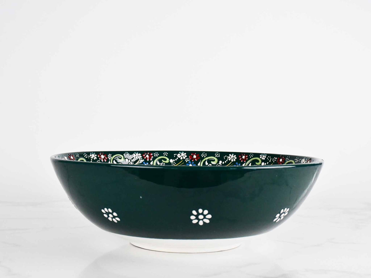 30 cm Turkish Bowl Dantel Collection Dark Green Design 1 Ceramic Sydney Grand Bazaar 
