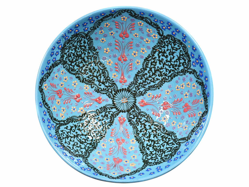 30 cm Turkish Bowl Dantel Collection Light Blue Design 1 Ceramic Sydney Grand Bazaar 