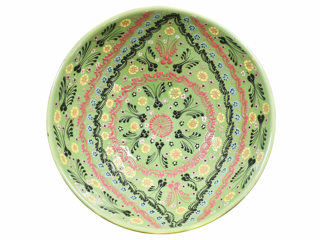30 cm Turkish Bowl Dantel Collection Light Green Design 3 Ceramic Sydney Grand Bazaar 