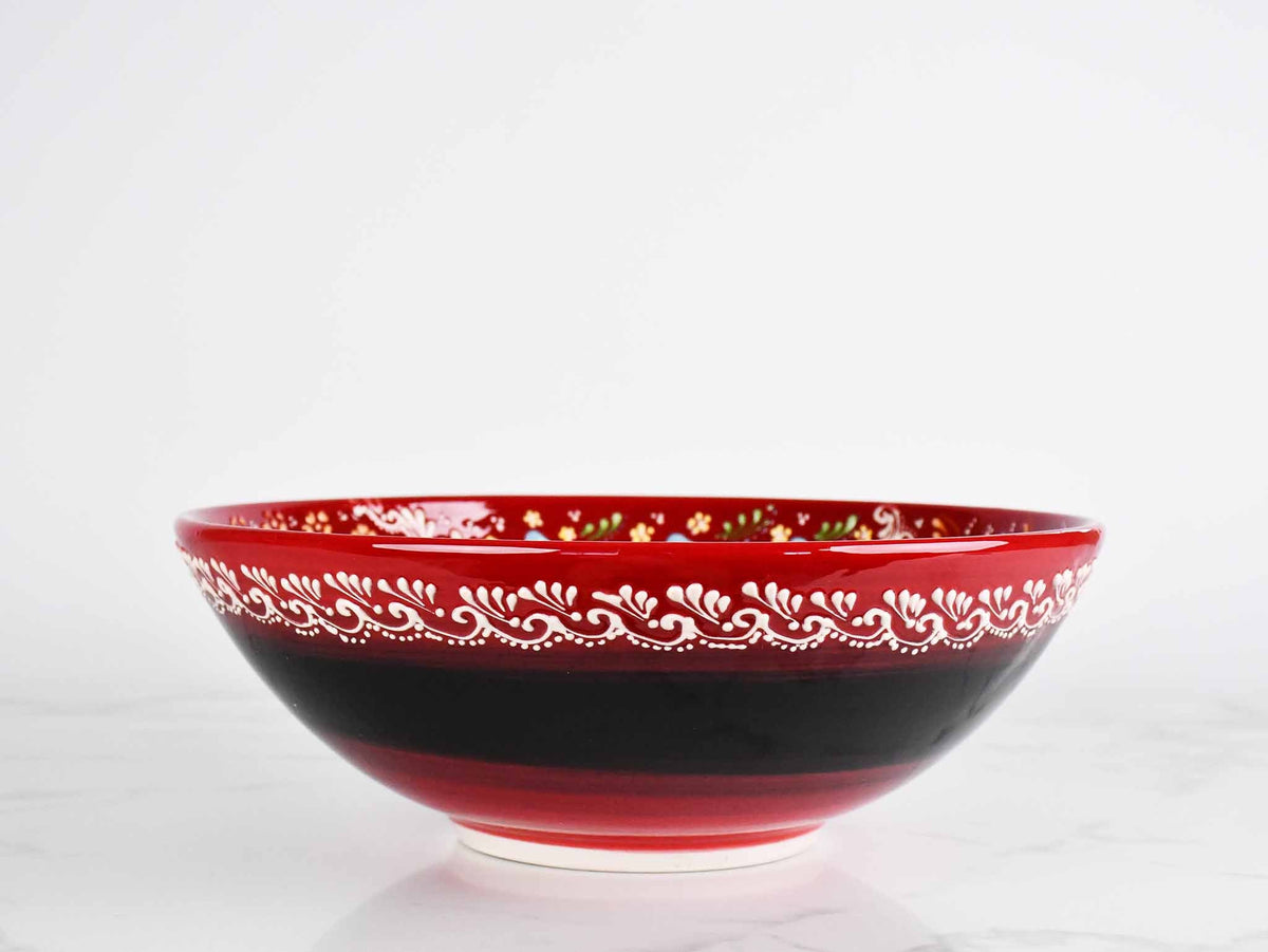 30 cm Turkish Bowl Dantel Collection Red Black Design 2 Ceramic Sydney Grand Bazaar 