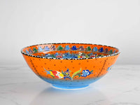 30 cm Turkish Bowl Flower Orange Blue Ceramic Sydney Grand Bazaar 