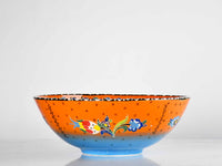 30 cm Turkish Bowl Flower Orange Blue Ceramic Sydney Grand Bazaar 