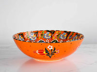 30 cm Turkish Bowl Flower Orange Design 3 Ceramic Sydney Grand Bazaar 