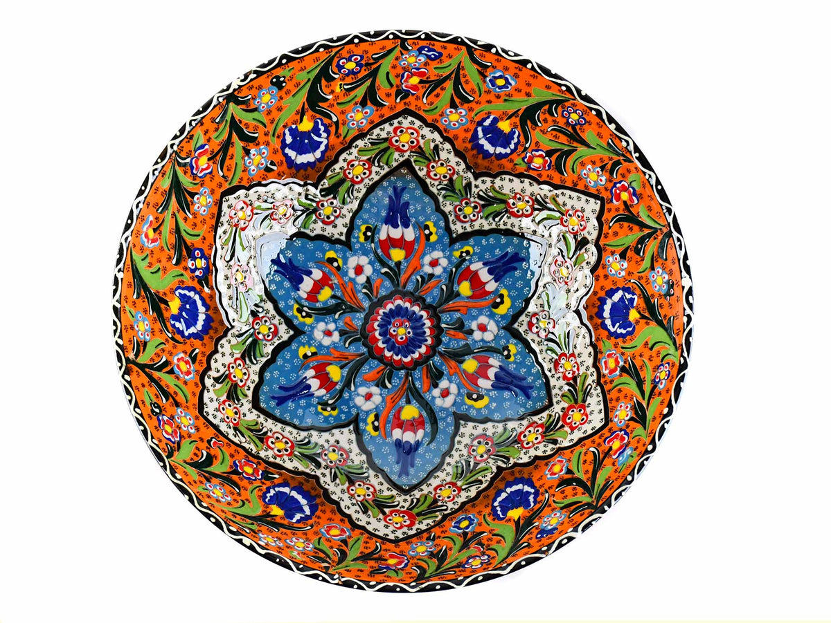 30 cm Turkish Bowl Flower Orange Design 4 Ceramic Sydney Grand Bazaar 