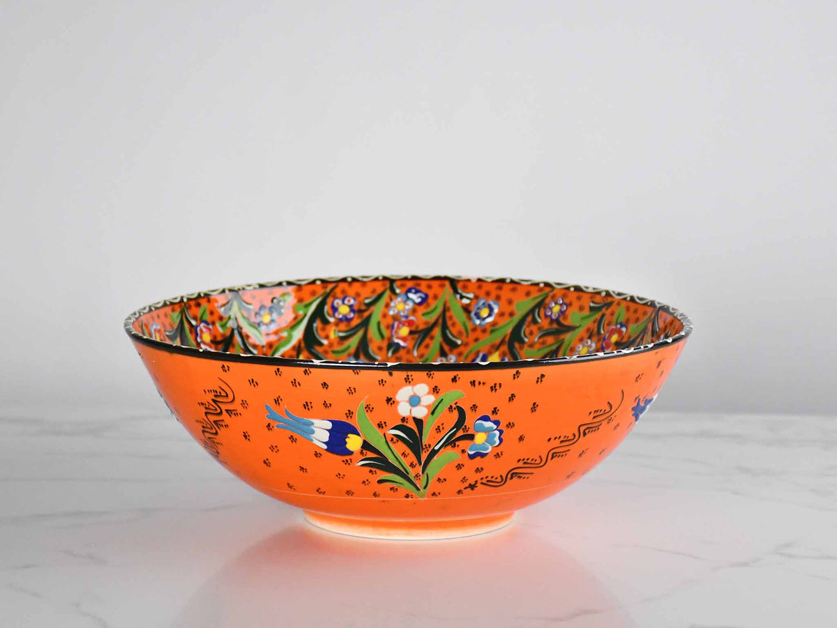 30 cm Turkish Bowl Flower Orange Design 4 Ceramic Sydney Grand Bazaar 