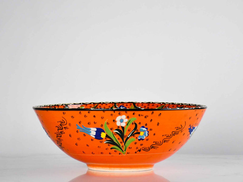30 cm Turkish Bowl Flower Orange Design 4 Ceramic Sydney Grand Bazaar 