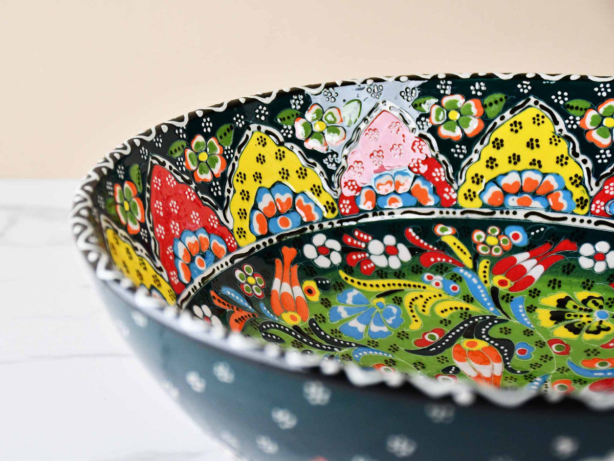 30 cm Turkish Bowls Flower Collection Green Design 8 Ceramic Sydney Grand Bazaar 