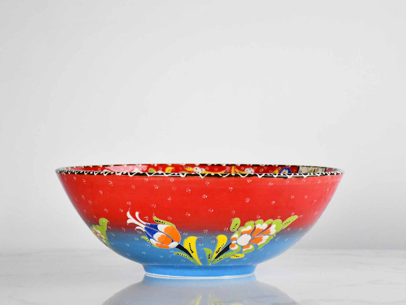 30 cm Turkish Bowls Flower Red Blue Ceramic Sydney Grand Bazaar 