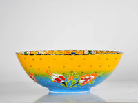 30 cm Turkish Bowls Flower Yellow Blue Design 1 Ceramic Sydney Grand Bazaar 