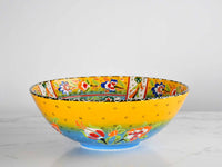 30 cm Turkish Bowls Flower Yellow Blue Design 1 Ceramic Sydney Grand Bazaar 