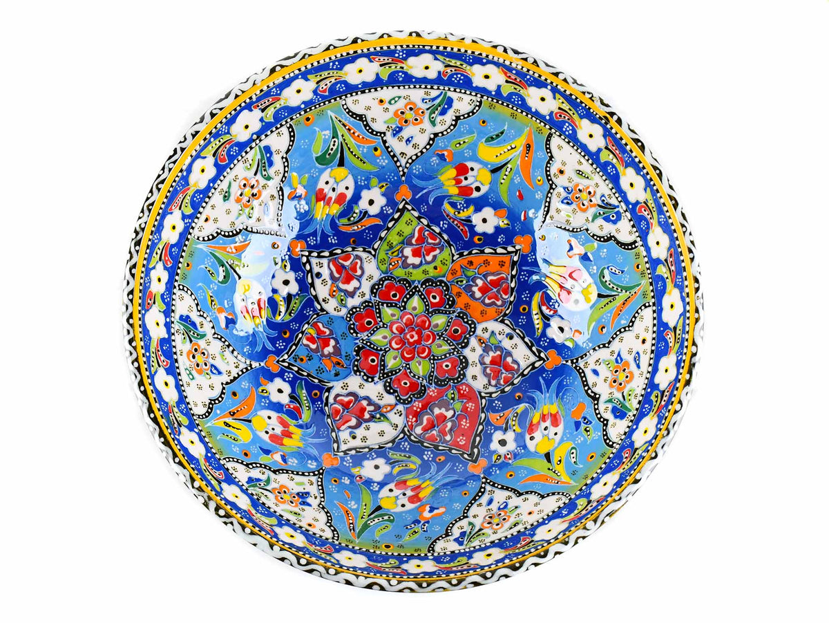 30 cm Turkish Bowls Flower Yellow Blue Design 2 Ceramic Sydney Grand Bazaar 