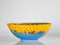 30 cm Turkish Bowls Flower Yellow Blue Design 2 Ceramic Sydney Grand Bazaar 