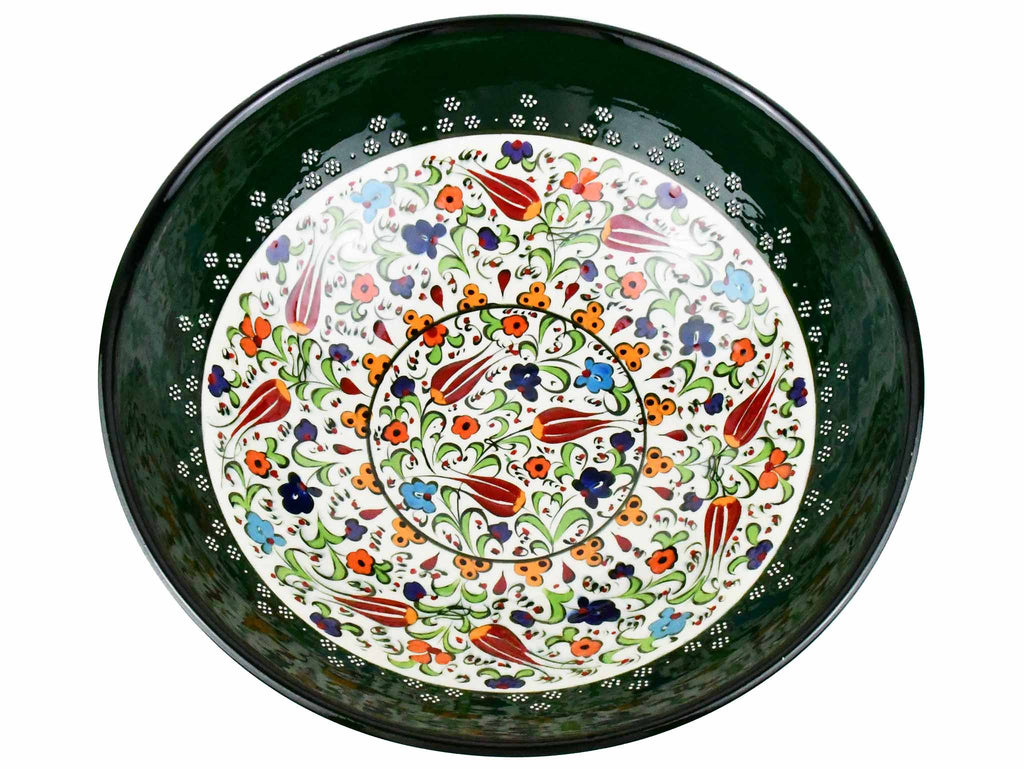 30 cm Turkish Bowls Millennium Collection Dark Green Design 3 Ceramic Sydney Grand Bazaar 