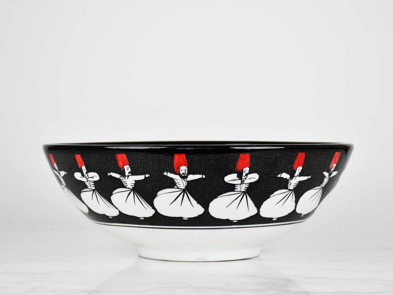 30 cm Turkish Ceramic Bowl Whirling Dervish Black Ceramic Sydney Grand Bazaar 