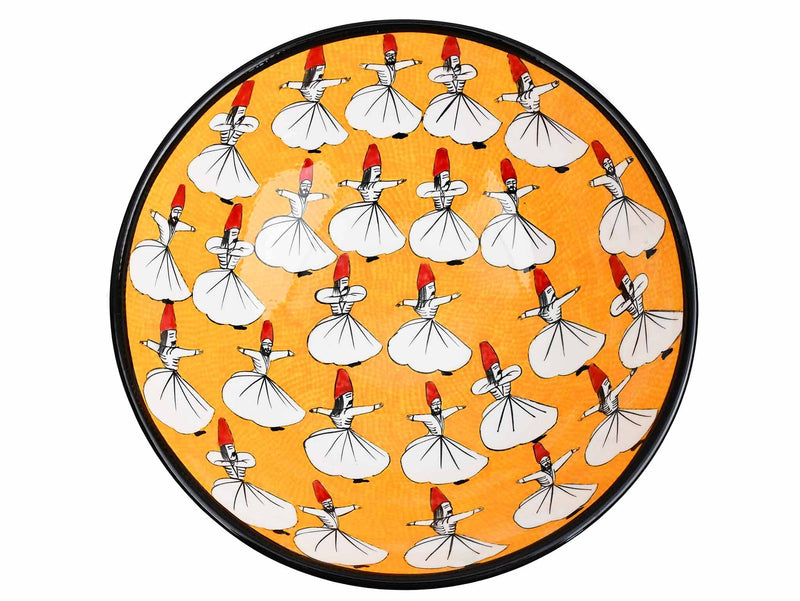 30 cm Turkish Ceramic Bowl Whirling Dervish Yellow Ceramic Sydney Grand Bazaar 