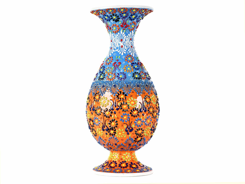 30 cm Turkish Ceramic Vase Dantel Light Blue Orange Ceramic Sydney Grand Bazaar 