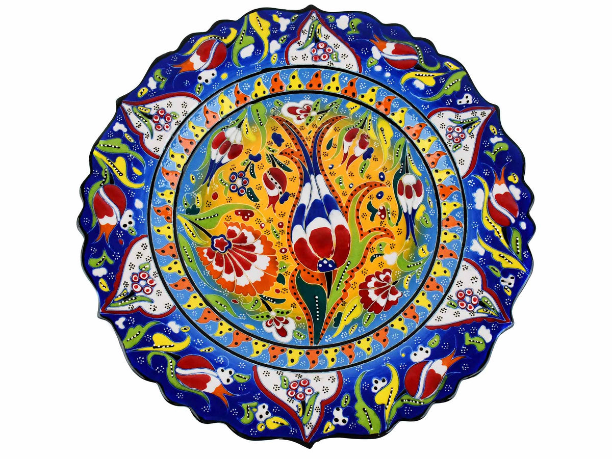 30 cm Turkish Plate Daisy Shaped Flower Collection Blue Ceramic Sydney Grand Bazaar 6 