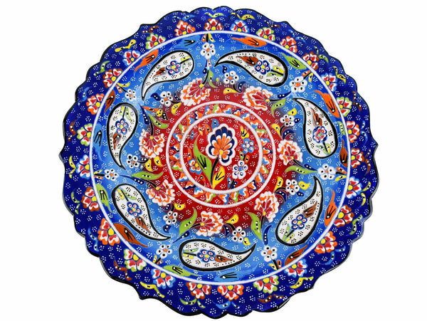 30 cm Turkish Plate Daisy Shaped Flower Collection Blue Ceramic Sydney Grand Bazaar 1 