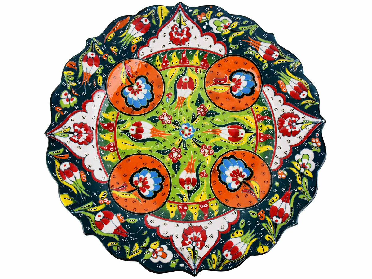 30 cm Turkish Plate Daisy Shaped Flower Collection Dark Green Ceramic Sydney Grand Bazaar 8 