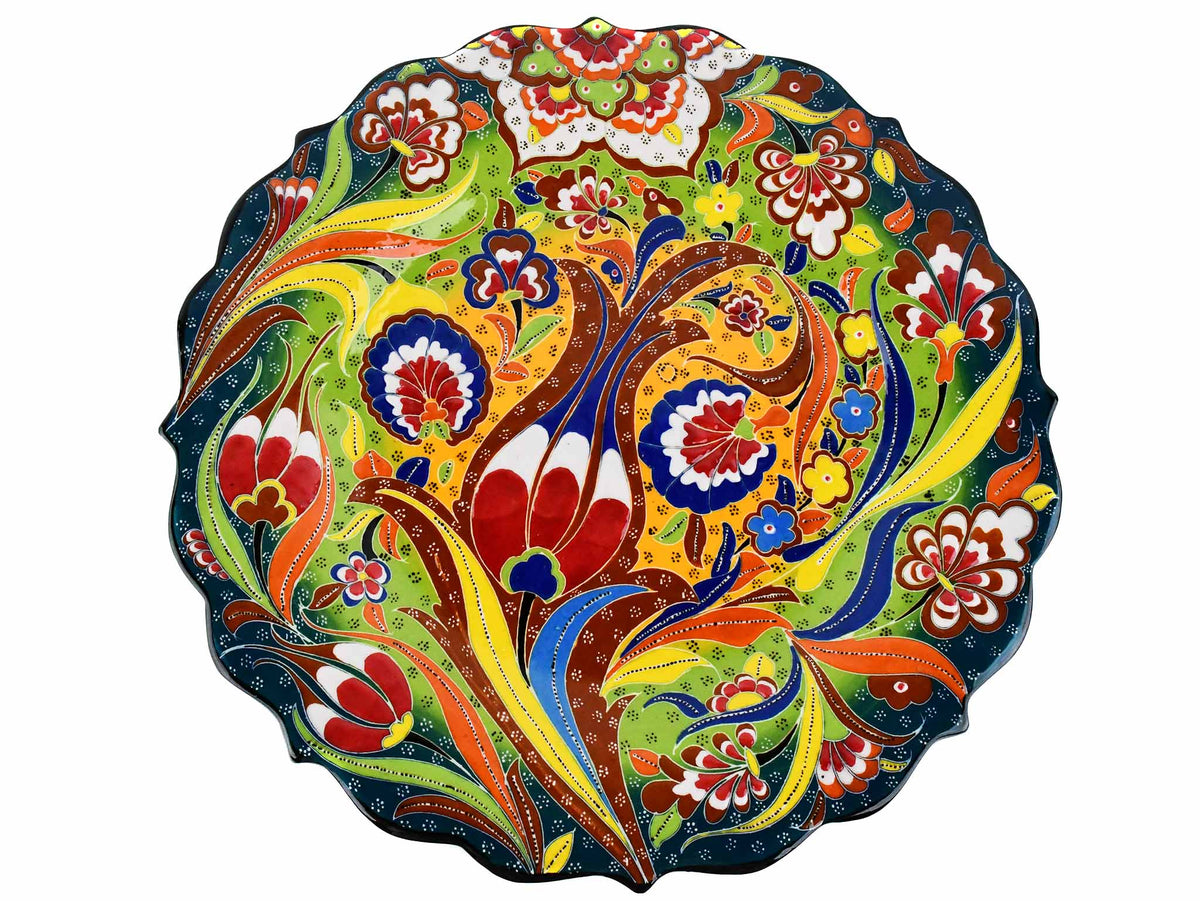 30 cm Turkish Plate Daisy Shaped Flower Collection Dark Green Ceramic Sydney Grand Bazaar 5 