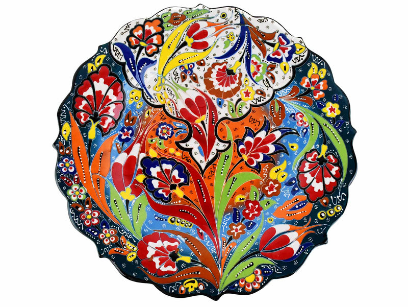 30 cm Turkish Plate Daisy Shaped Flower Collection Dark Green Ceramic Sydney Grand Bazaar 7 