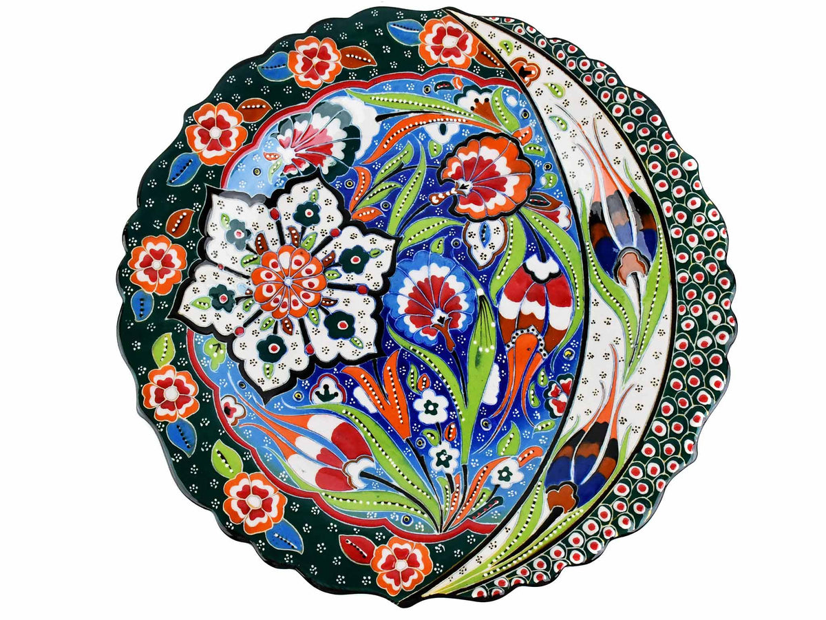 30 cm Turkish Plate Daisy Shaped Flower Collection Dark Green Ceramic Sydney Grand Bazaar 1 