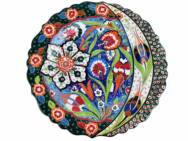 30 cm Turkish Plate Daisy Shaped Flower Collection Dark Green Ceramic Sydney Grand Bazaar 1 