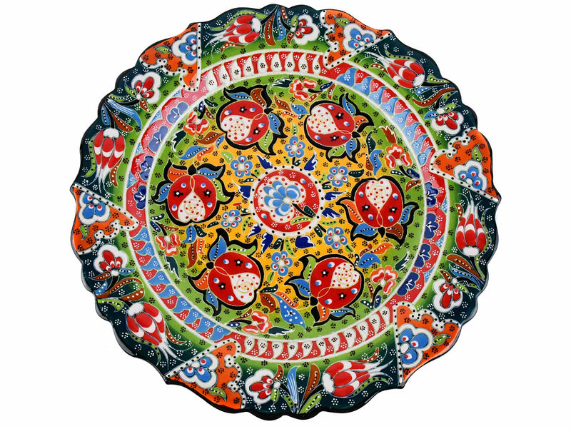 30 cm Turkish Plate Daisy Shaped Flower Collection Dark Green Ceramic Sydney Grand Bazaar 6 