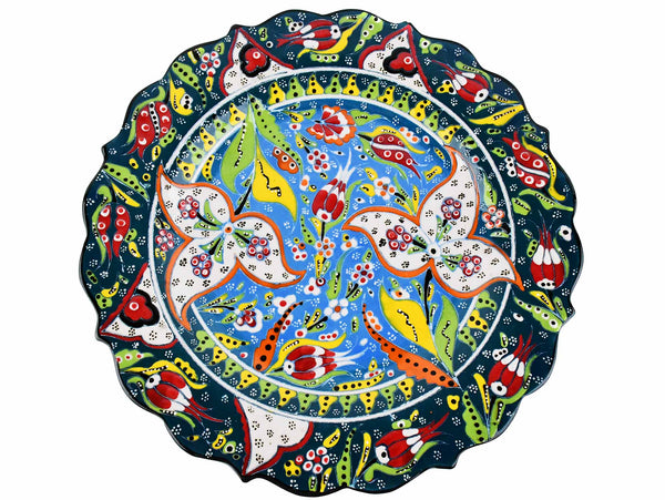 30 cm Turkish Plate Daisy Shaped Flower Collection Dark Green Ceramic Sydney Grand Bazaar 2 