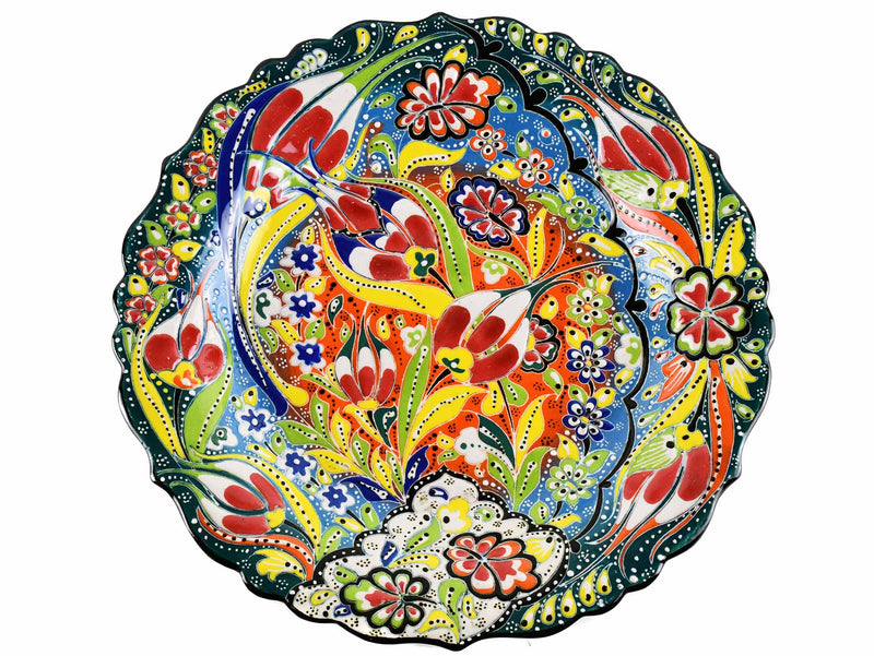 30 cm Turkish Plate Daisy Shaped Flower Collection Dark Green Ceramic Sydney Grand Bazaar 2 