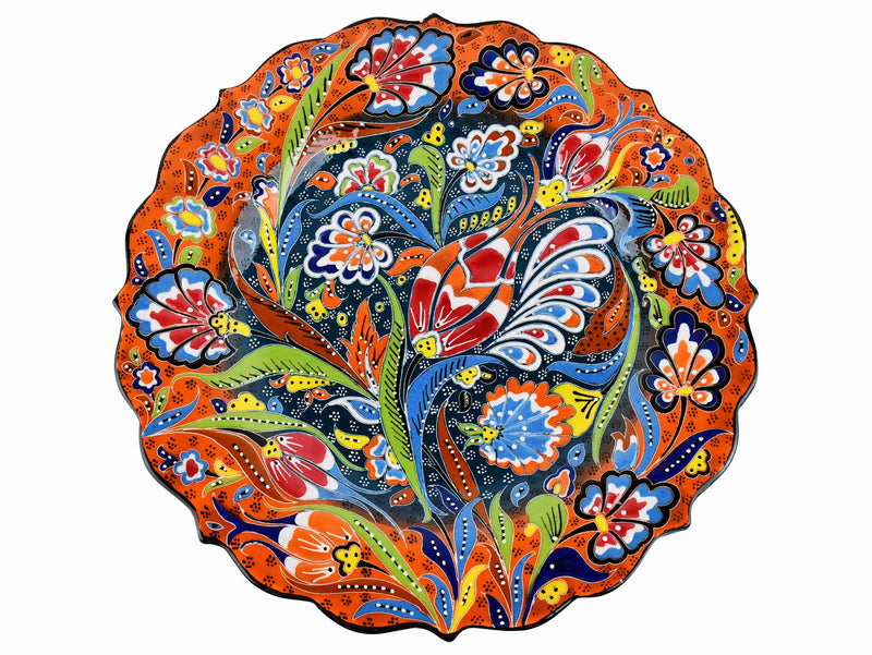 30 cm Turkish Plate Daisy Shaped Flower Collection Orange Ceramic Sydney Grand Bazaar 1 