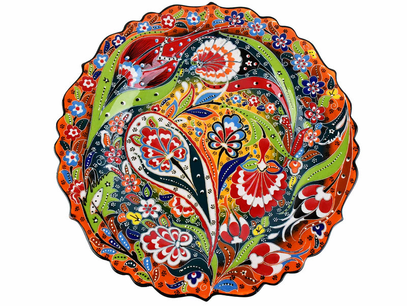 30 cm Turkish Plate Daisy Shaped Flower Collection Orange Ceramic Sydney Grand Bazaar 3 