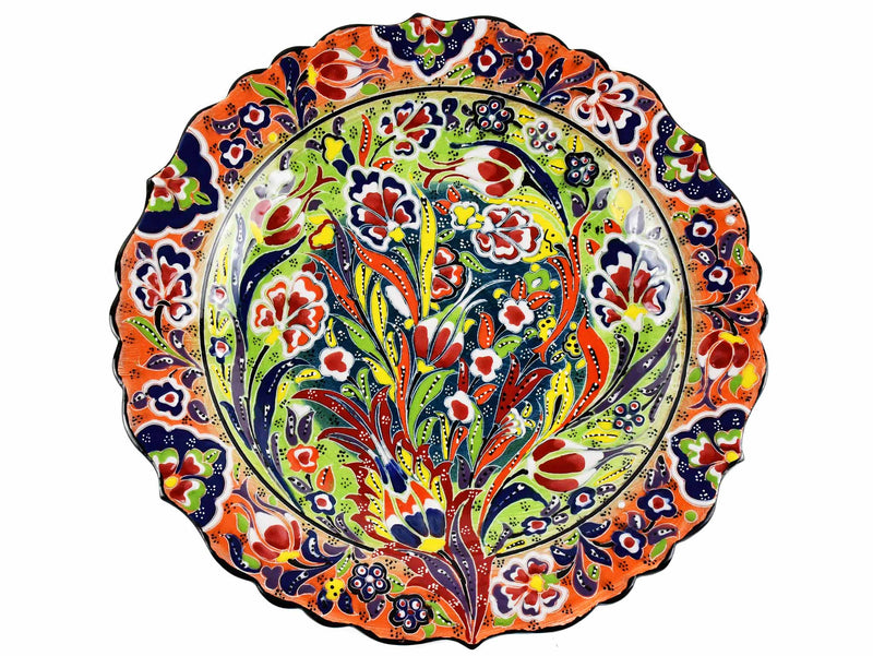 30 cm Turkish Plate Daisy Shaped Flower Collection Orange Ceramic Sydney Grand Bazaar 