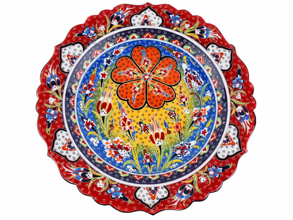 30 cm Turkish Plate Daisy Shaped Flower Collection Red Ceramic Sydney Grand Bazaar 1 
