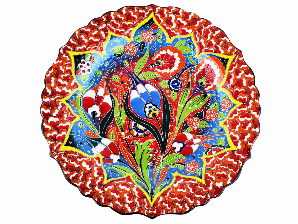 30 cm Turkish Plate Daisy Shaped Flower Collection Red Ceramic Sydney Grand Bazaar 3 