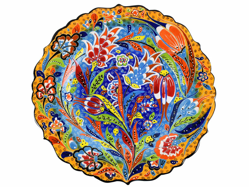 30 cm Turkish Plate Daisy Shaped Flower Collection Yellow Ceramic Sydney Grand Bazaar 