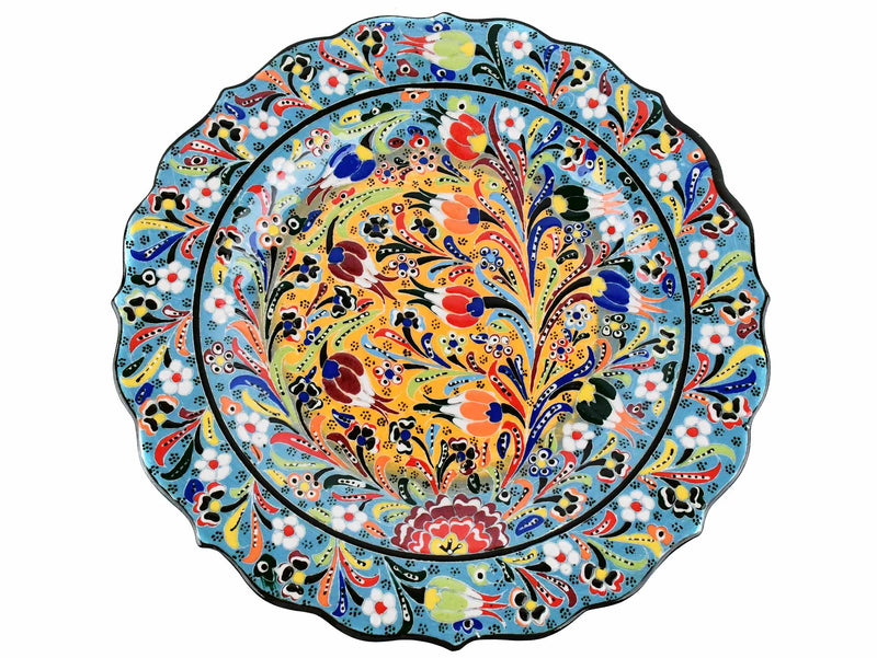 30 cm Turkish Plate Special Flower Collection Light Blue Ceramic Sydney Grand Bazaar 
