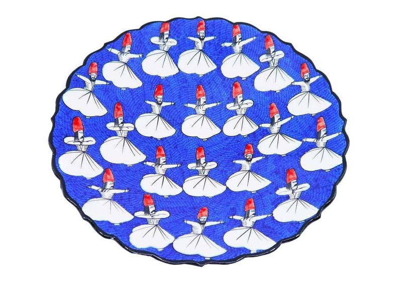 30 cm Turkish Plate Whirling Dervish Collection Blue Ceramic Sydney Grand Bazaar 
