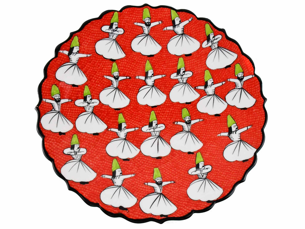 30 cm Turkish Plate Whirling Dervish Collection Red Ceramic Sydney Grand Bazaar 