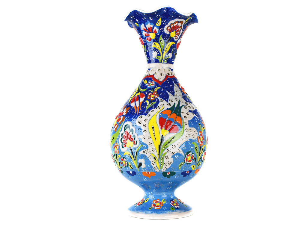 30 cm Turkish Vase Flower Blue Ceramic Sydney Grand Bazaar 