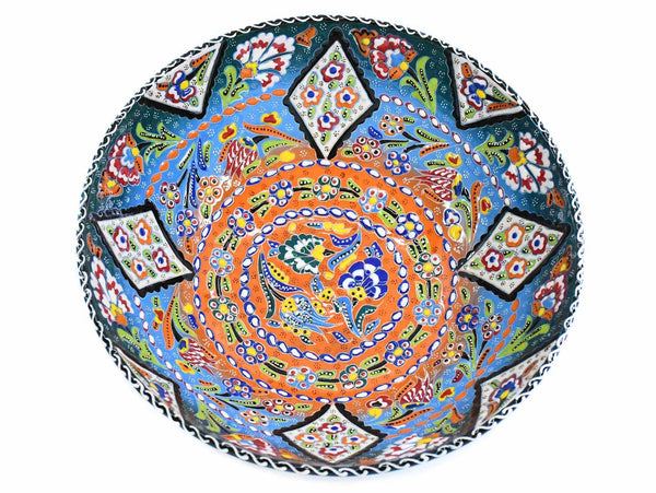 30 cm Turkish Bowls Flower Green Blue