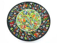 turkish plate round flower green large