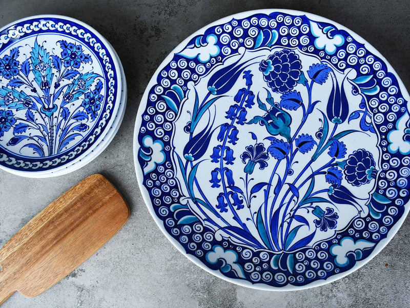 33 cm Turkish Plate Blue Iznik Collection Design 4 Ceramic Sydney Grand Bazaar 